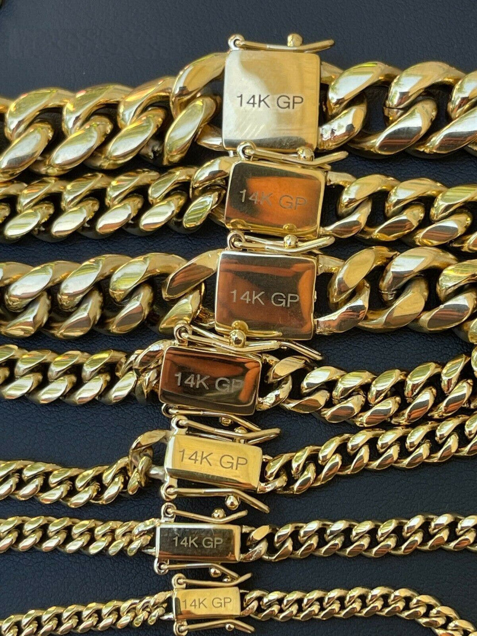 Miami Cuban Link Chain Necklace - 14k Yellow Gold Plated Stainless Steel - 16"-36" - 4mm-18mm