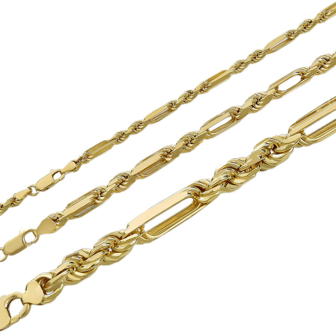 Milano Figarope Chain Necklace Or Bracelet - 14k Gold Vermeil 925 Sterling Silver - 7"-30" - 4mm-10mm