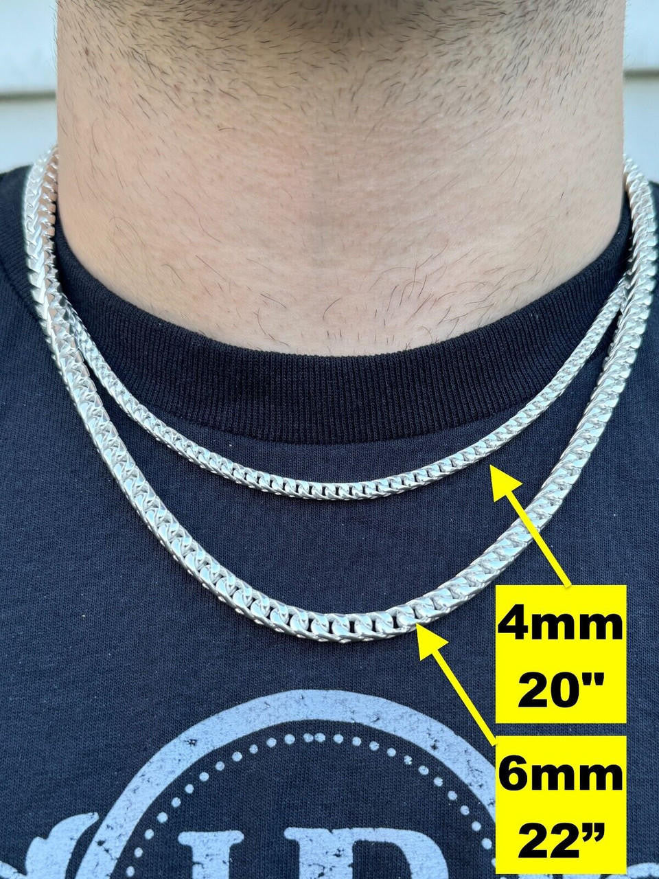 Modern Franco Link Chain Necklace W. Box Lock - 925 Sterling Silver - 18"-30" - 4mm-10mm