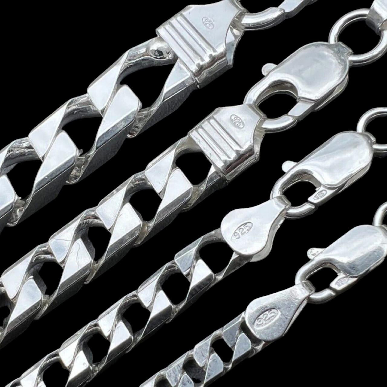 Modern Square Curb Link Chain Necklace Or Bracelet - 925 Sterling Silver - 7"-30" - 4mm-10mm