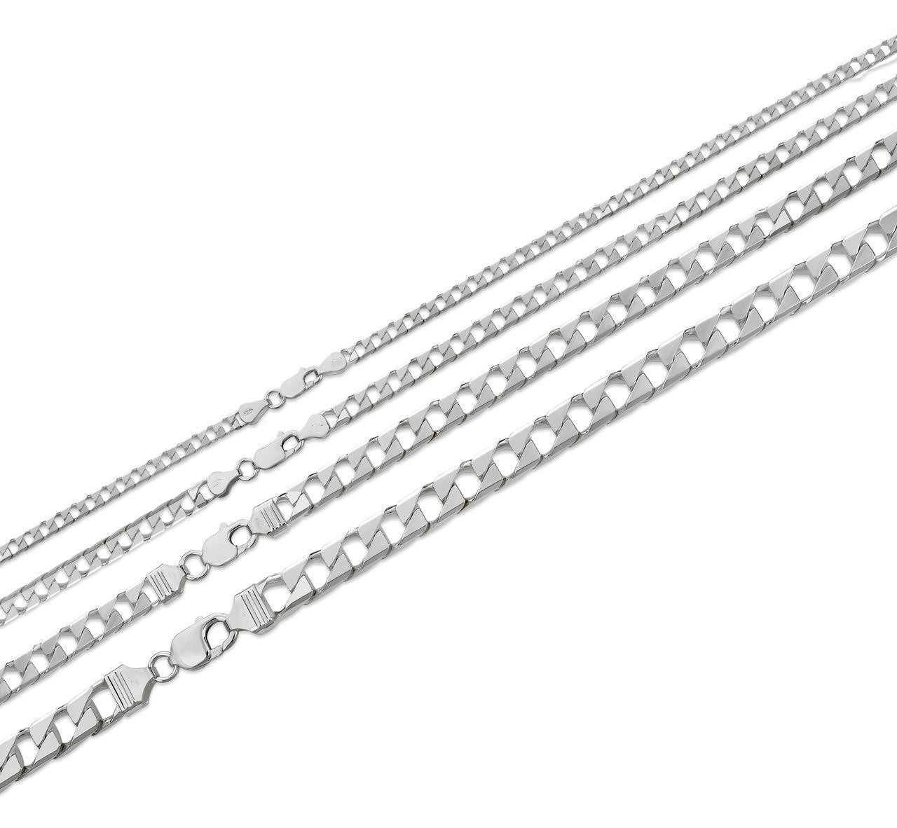 Modern Square Curb Link Chain Necklace Or Bracelet - 925 Sterling Silver - 7"-30" - 4mm-10mm