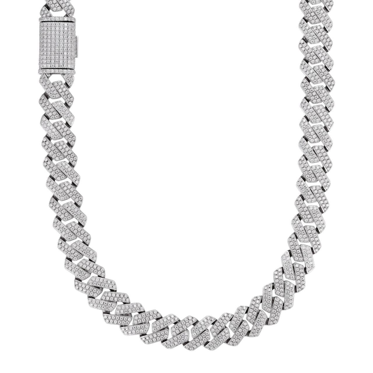 MOISSANITE #1 Bestseller Miami Cuban Link Prong Chain Necklace Iced Out - 925 Silver - 8mm-20mm - 16-30"