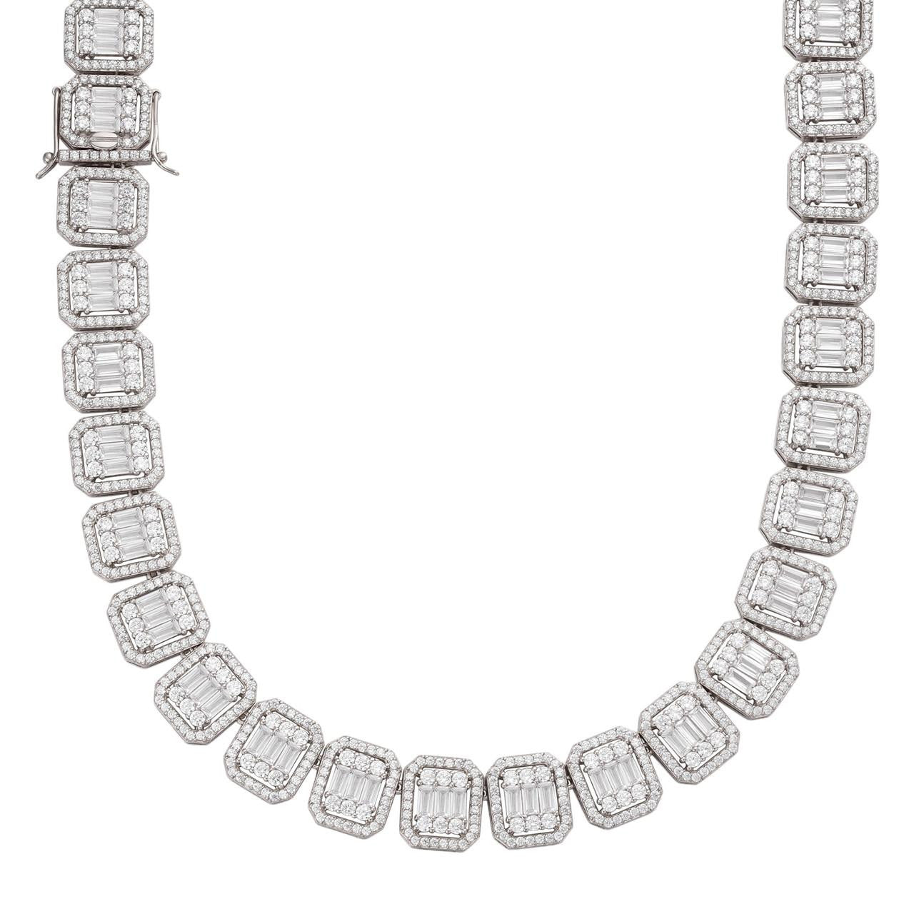 MOISSANITE Baguette Custom Rapper Chain Necklace Iced Out - 925 Silver - 16mm - 18-28"