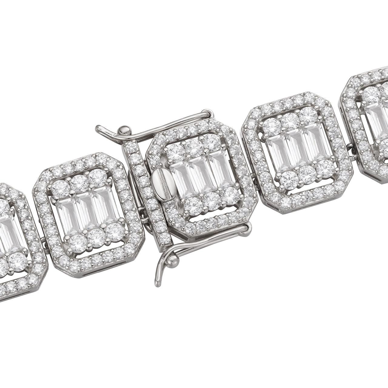 MOISSANITE Baguette Custom Rapper Chain Necklace Iced Out - 925 Silver - 16mm - 18-28"