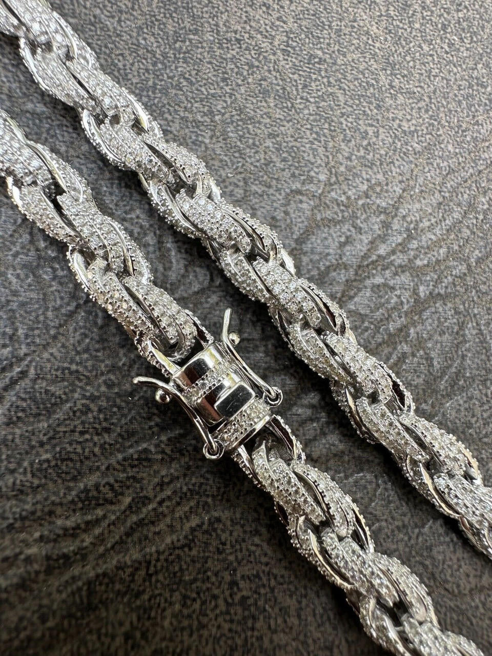 MOISSANITE Rope Chain Necklace Iced Out - 925 Silver - 7.5mm - 16-30"
