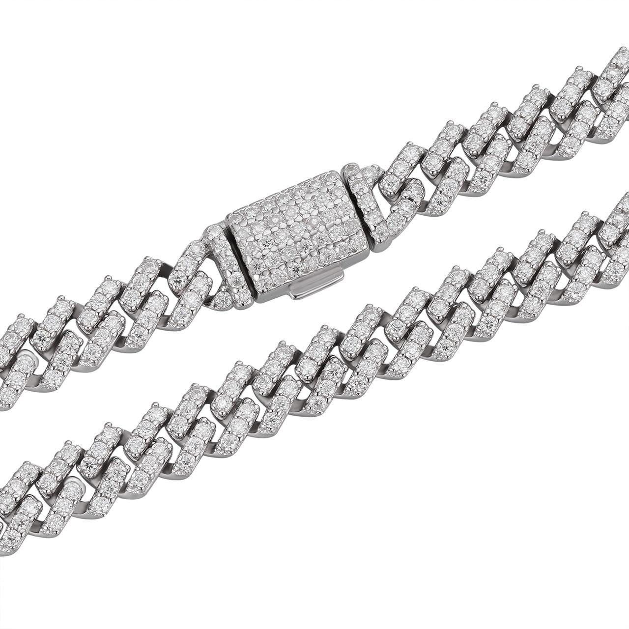 MOISSANITE Micro Prong Miami Cuban Link Chain Necklace Iced Out - 925 Silver - 5mm - 16" - 24"