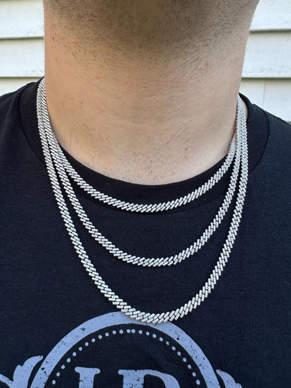 MOISSANITE Micro Prong Miami Cuban Link Chain Necklace Iced Out - 925 Silver - 5mm - 16" - 24"