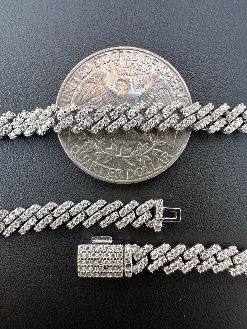 MOISSANITE Micro Prong Miami Cuban Link Chain Necklace Iced Out - 925 Silver - 5mm - 16" - 24"