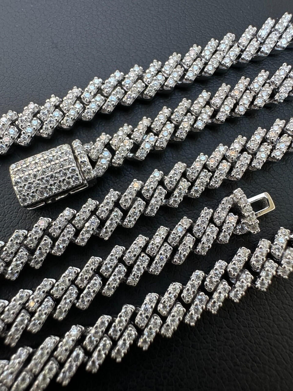 MOISSANITE Micro Prong Miami Cuban Link Chain Necklace Iced Out - 925 Silver - 5mm - 16" - 24"