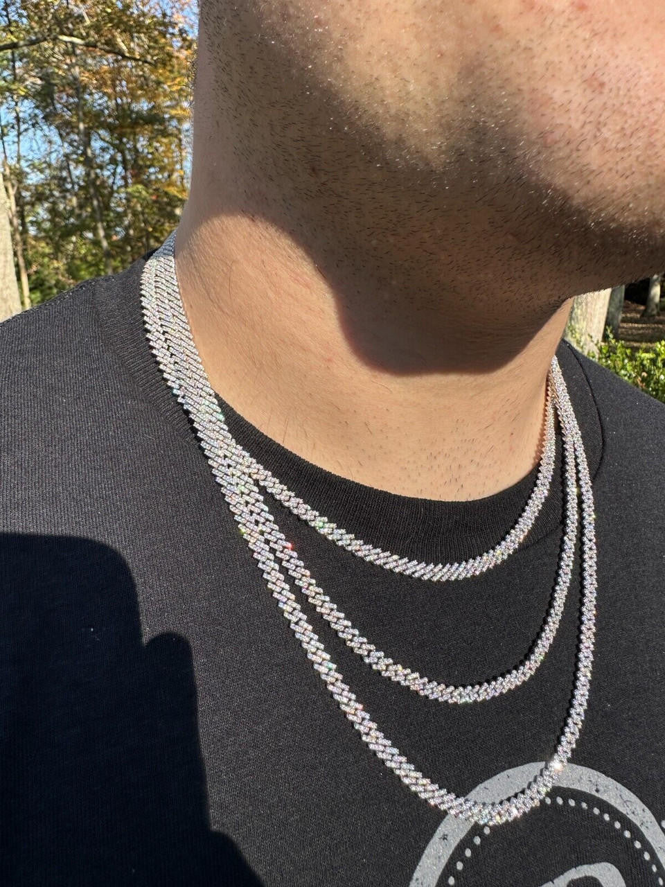 MOISSANITE Micro Prong Miami Cuban Link Chain Necklace Iced Out - 925 Silver - 5mm - 16" - 24"