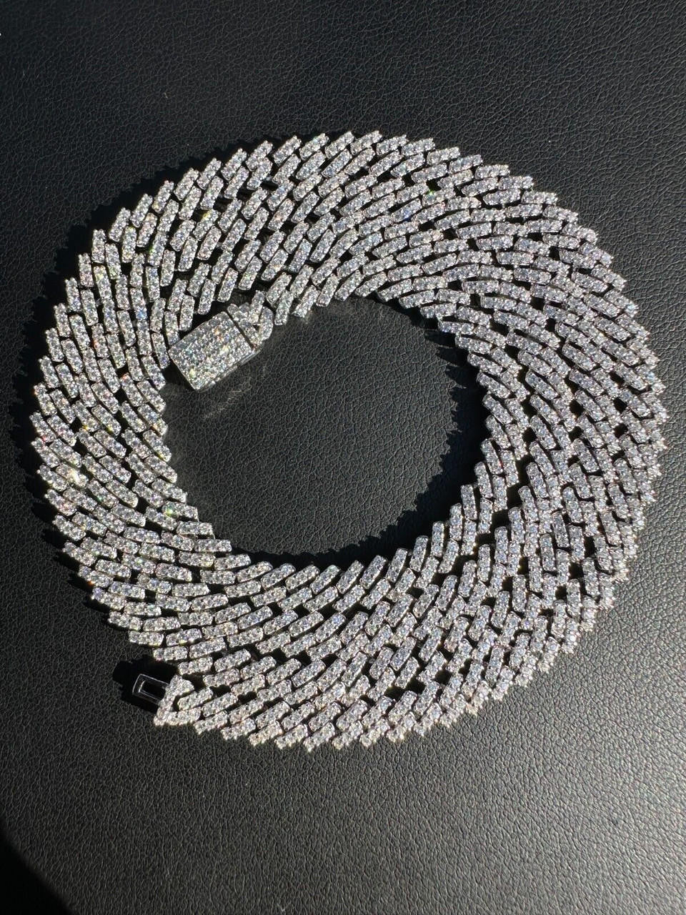 MOISSANITE Micro Prong Miami Cuban Link Chain Necklace Iced Out - 925 Silver - 5mm - 16" - 24"
