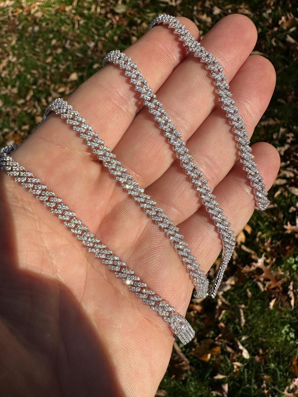 MOISSANITE Micro Prong Miami Cuban Link Chain Necklace Iced Out - 925 Silver - 5mm - 16" - 24"