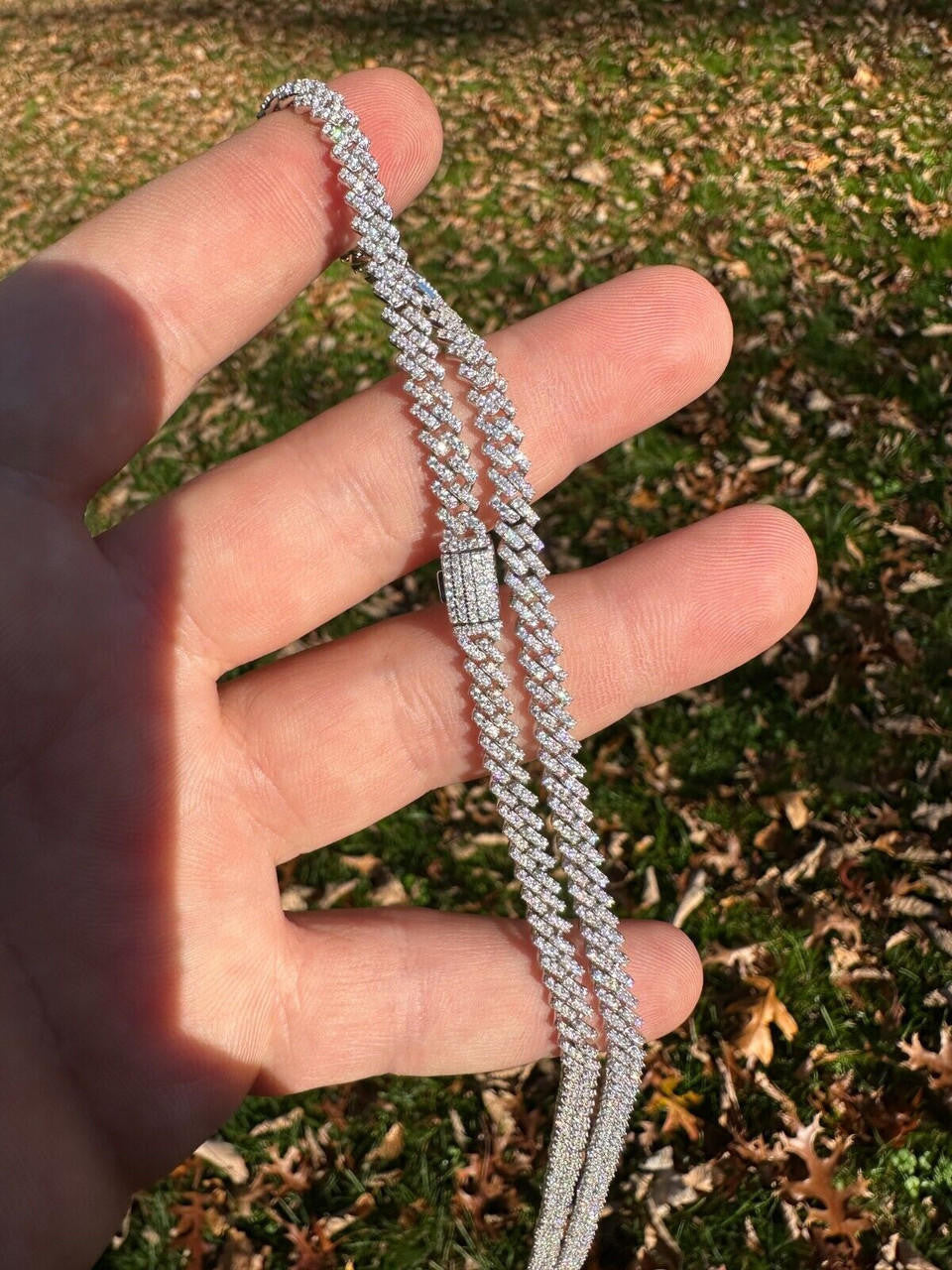 MOISSANITE Micro Prong Miami Cuban Link Chain Necklace Iced Out - 925 Silver - 5mm - 16" - 24"