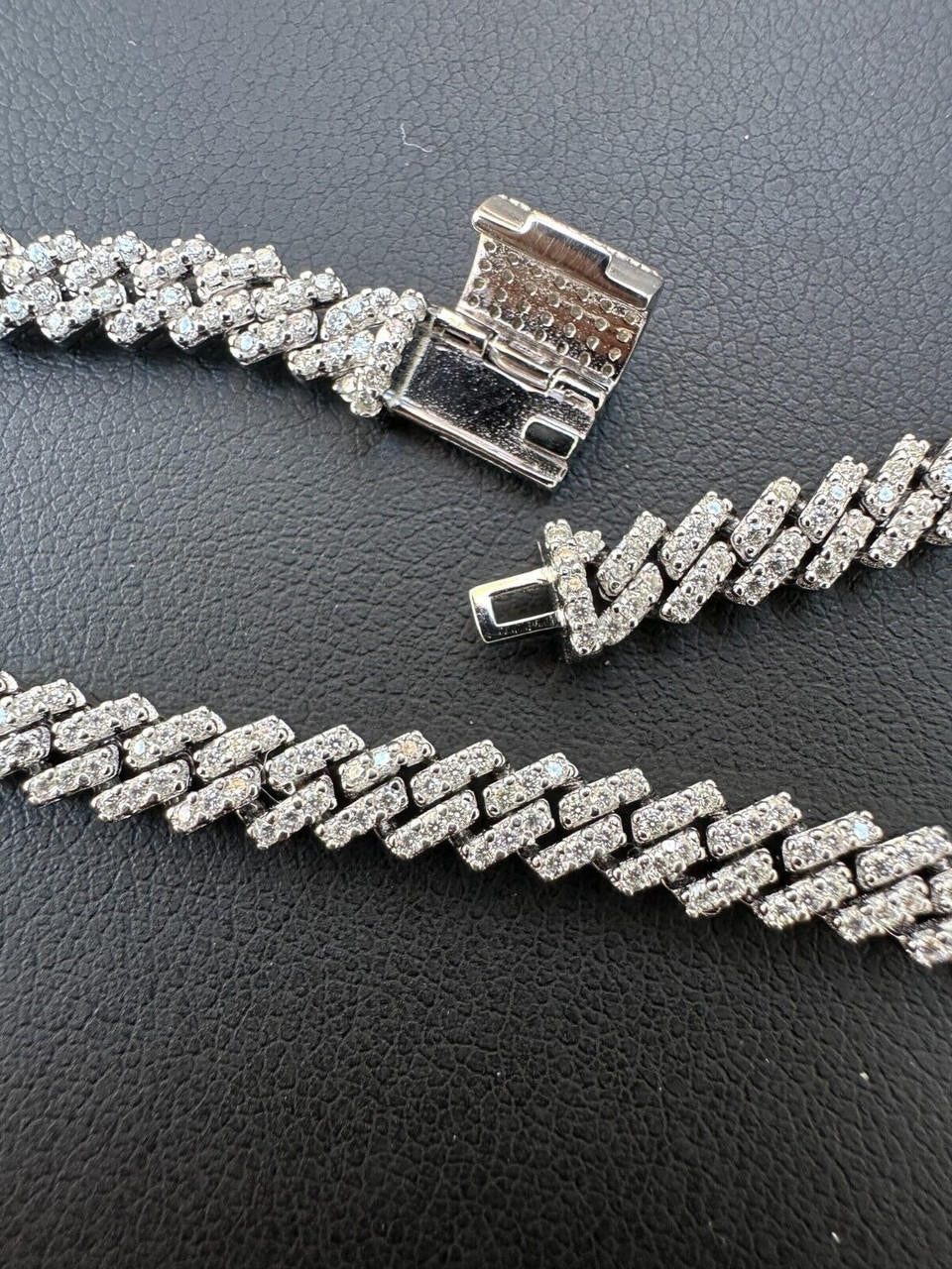 MOISSANITE Micro Prong Miami Cuban Link Chain Necklace Iced Out - 925 Silver - 5mm - 16" - 24"