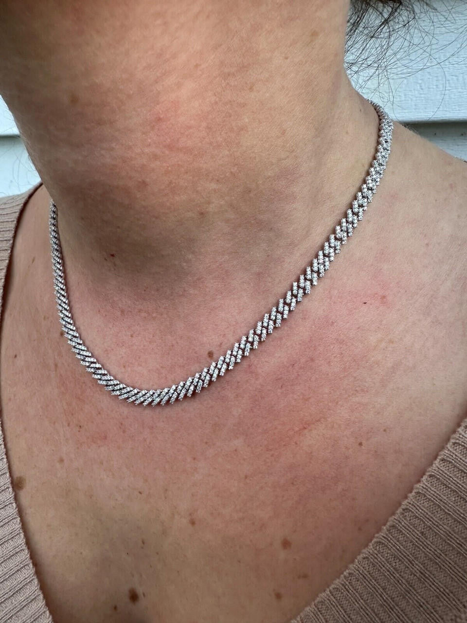 MOISSANITE Micro Prong Miami Cuban Link Chain Necklace Iced Out - 925 Silver - 5mm - 16" - 24"