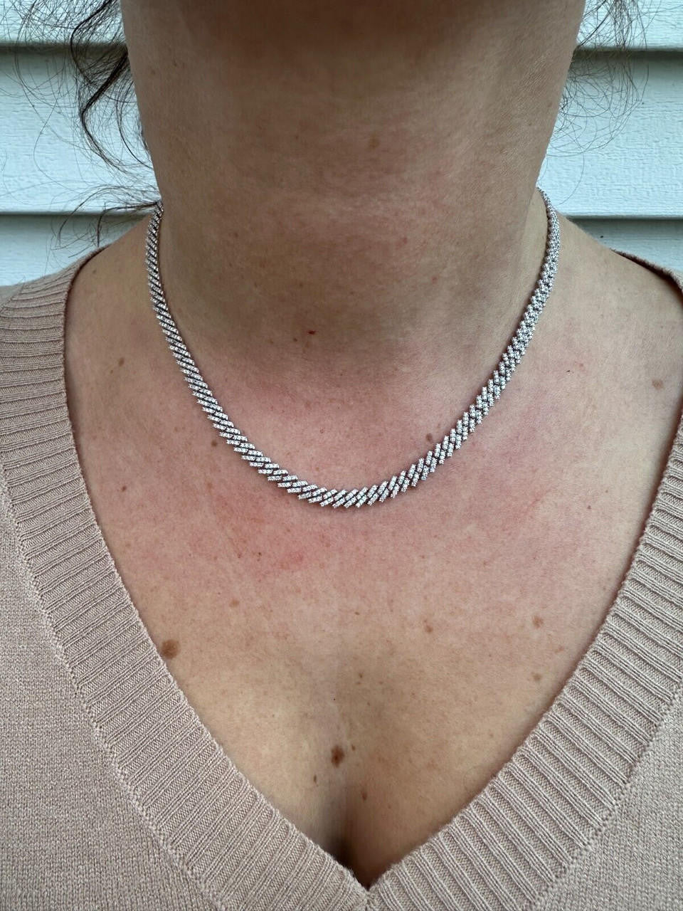 MOISSANITE Micro Prong Miami Cuban Link Chain Necklace Iced Out - 925 Silver - 5mm - 16" - 24"
