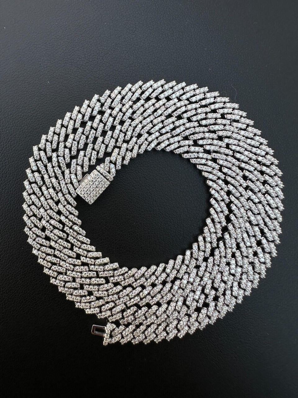 MOISSANITE Micro Prong Miami Cuban Link Chain Necklace Iced Out - 925 Silver - 5mm - 16" - 24"