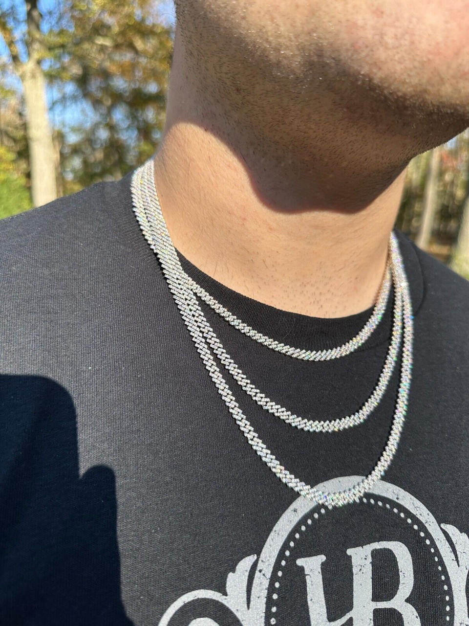 MOISSANITE Micro Prong Miami Cuban Link Chain Necklace Iced Out - 925 Silver - 5mm - 16" - 24"