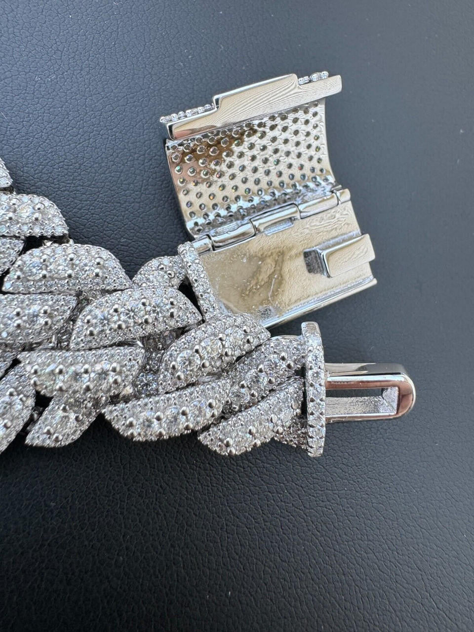 3D Miami Cuban Link Prong Chain Necklace Iced Out - 925 Silver - 10mm-14mm - 16-30"