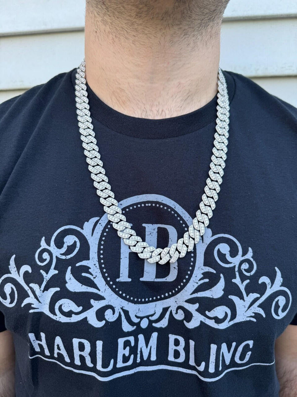 3D Miami Cuban Link Prong Chain Necklace Iced Out - 925 Silver - 10mm-14mm - 16-30"