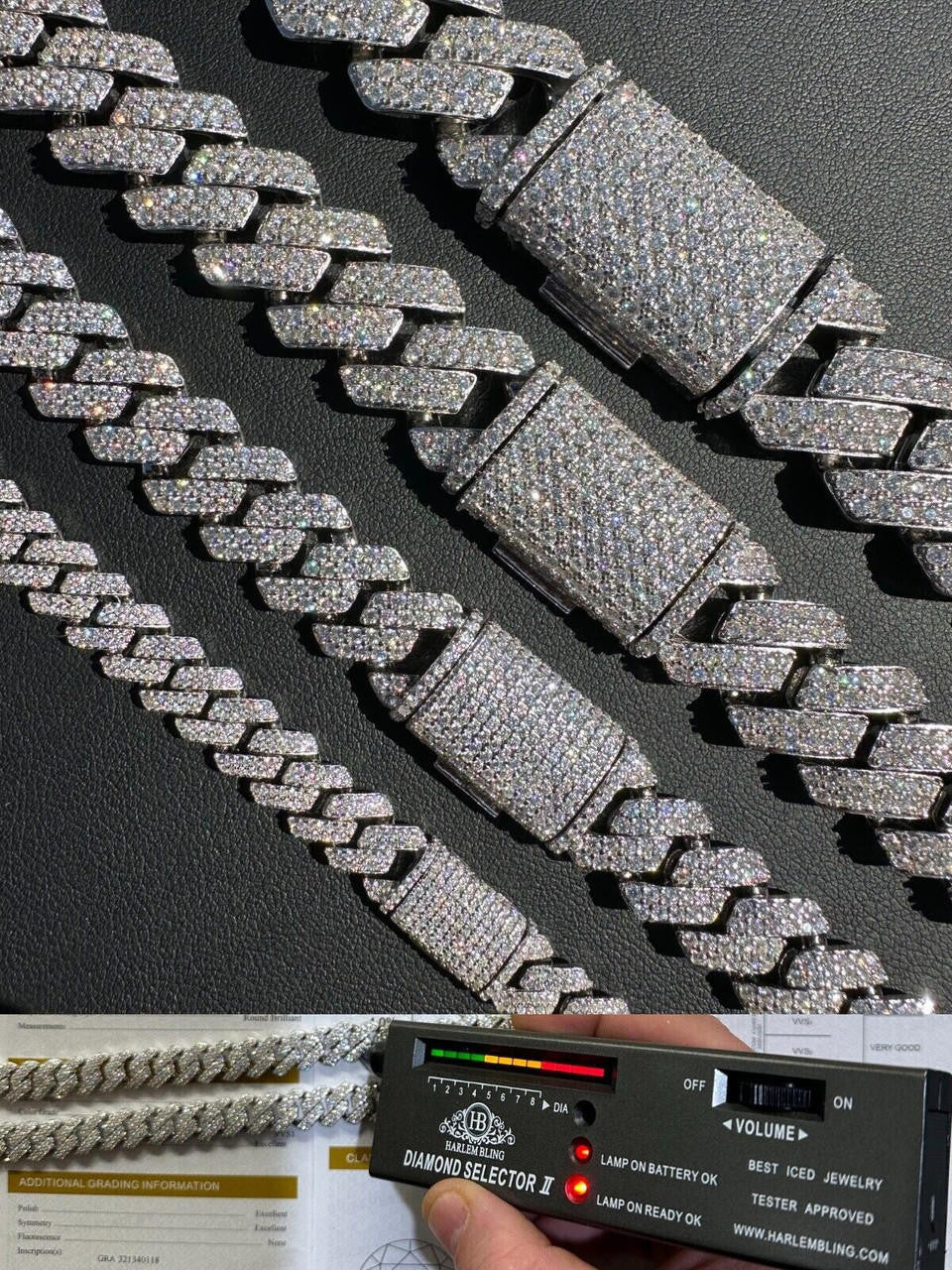 MOISSANITE #1 Bestseller Miami Cuban Link Prong Chain Necklace Iced Out - 925 Silver - 8mm-20mm - 16-30"