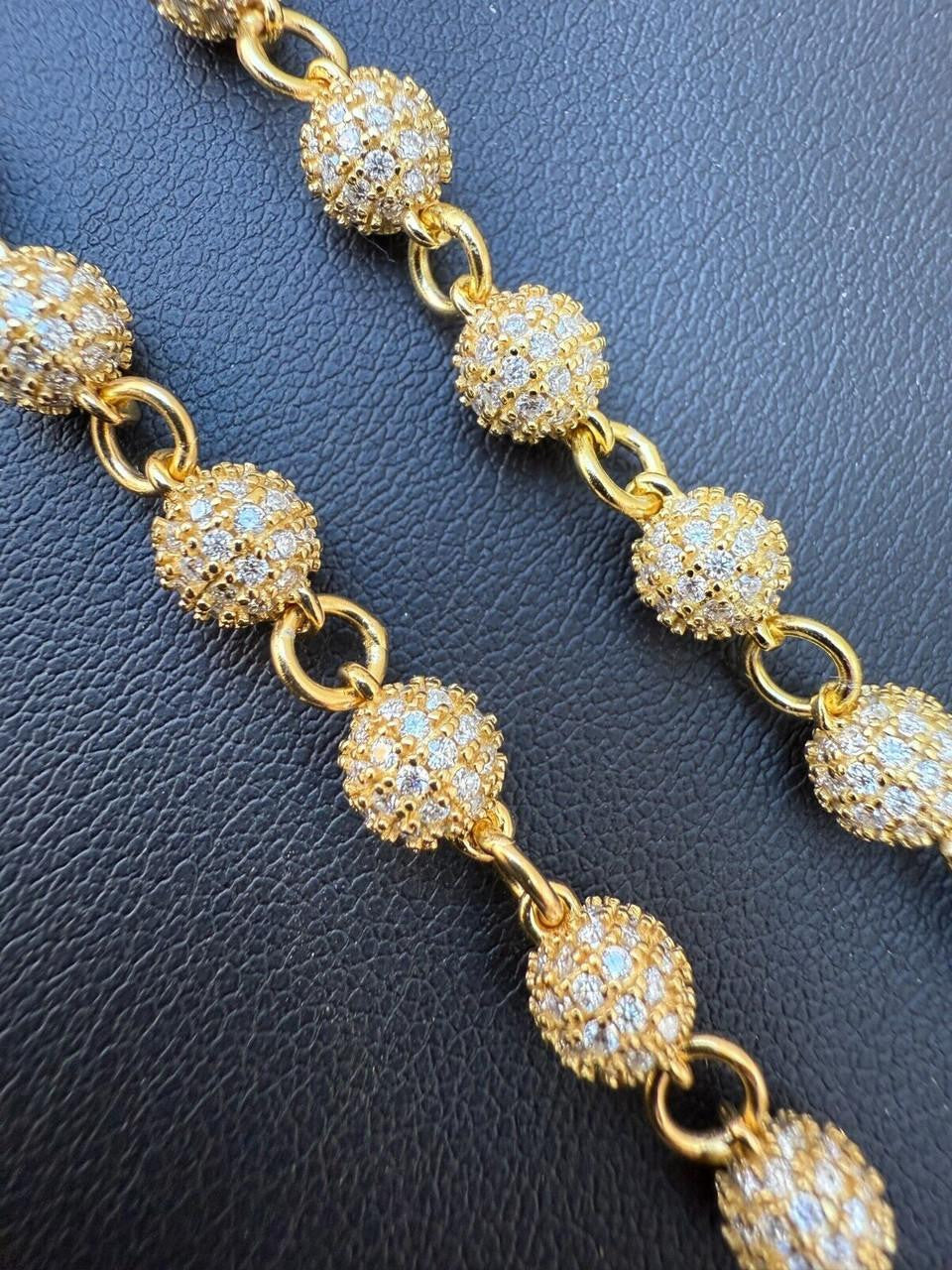 MOISSANITE Sinaloa Cartel Fully Iced Out Rosary Beads Necklace - 14k Gold Vermeil 925 Silver - 6mm - 30"