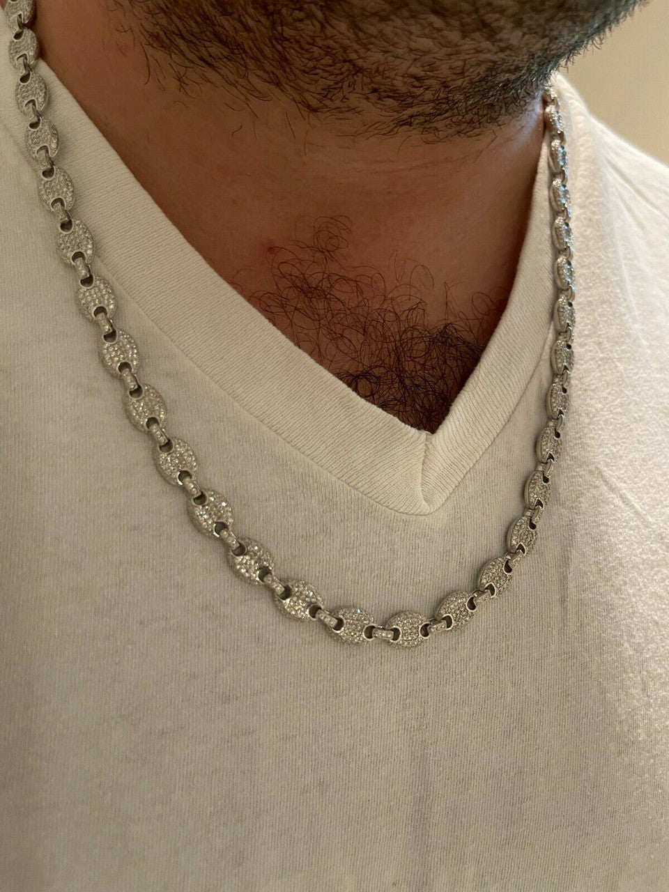 MOISSANITE Classic Gucci Link Chain Necklace Iced Out - 925 Silver - 8mm - 16"-30"