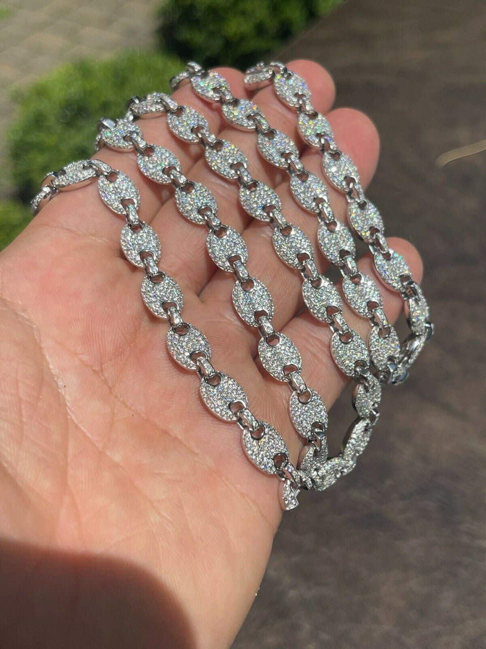 MOISSANITE Classic Gucci Link Chain Necklace Iced Out - 925 Silver - 8mm - 16"-30"