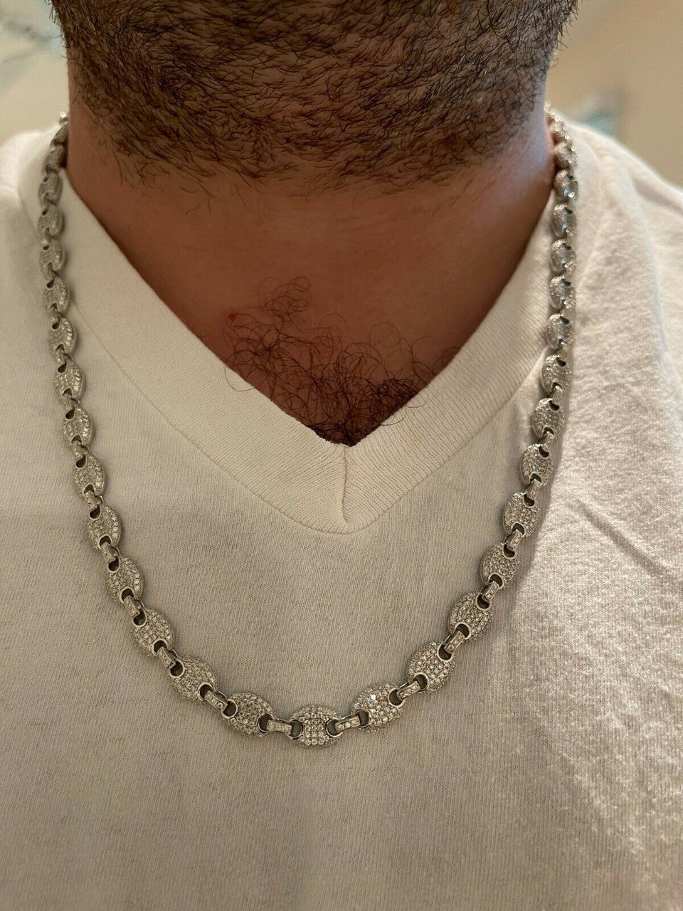 MOISSANITE Classic Gucci Link Chain Necklace Iced Out - 925 Silver - 8mm - 16"-30"