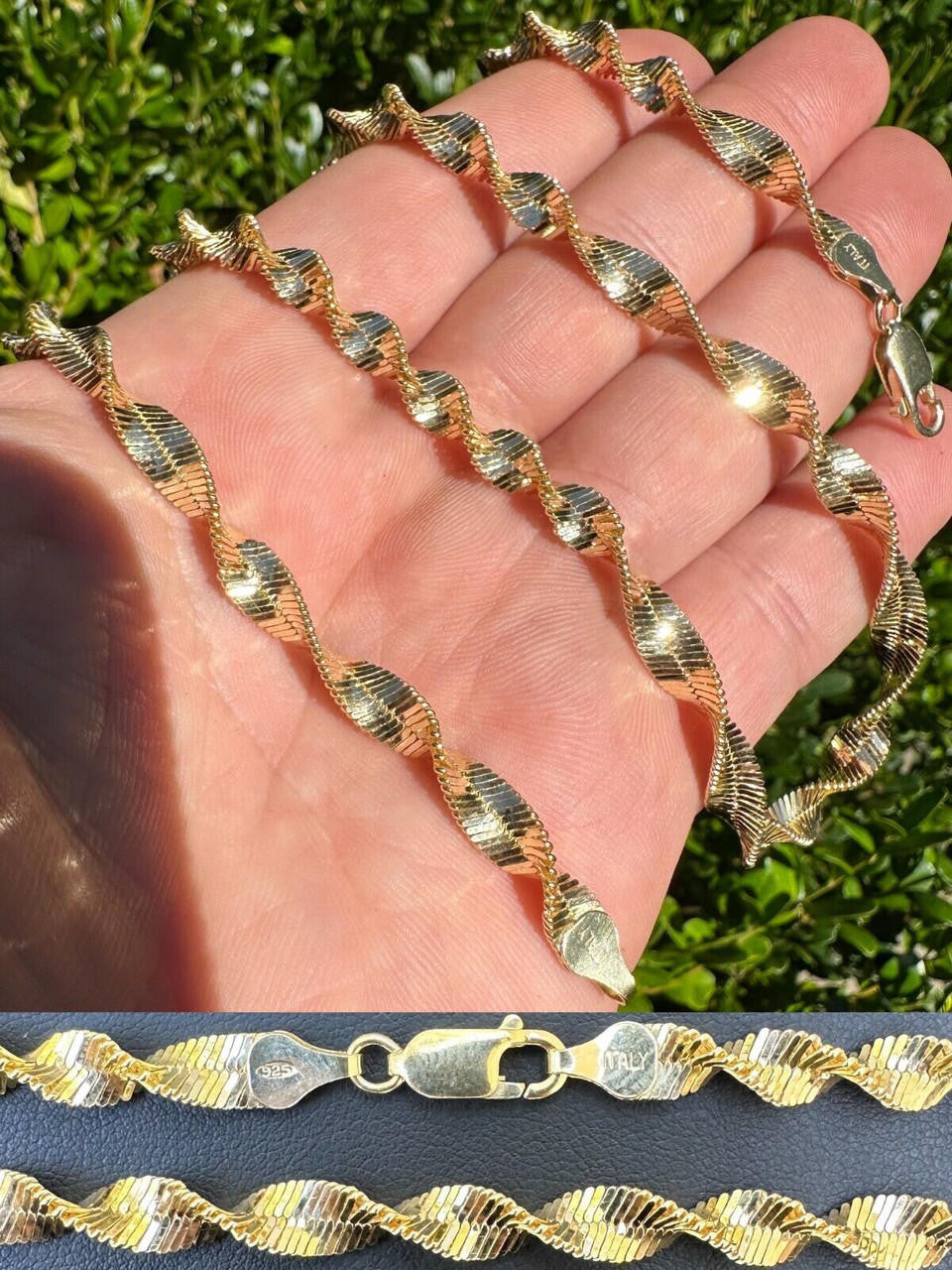 Singapore Rope Chain Necklace - 14k Gold Vermeil 925 Sterling Silver - 14"-28" - 6mm