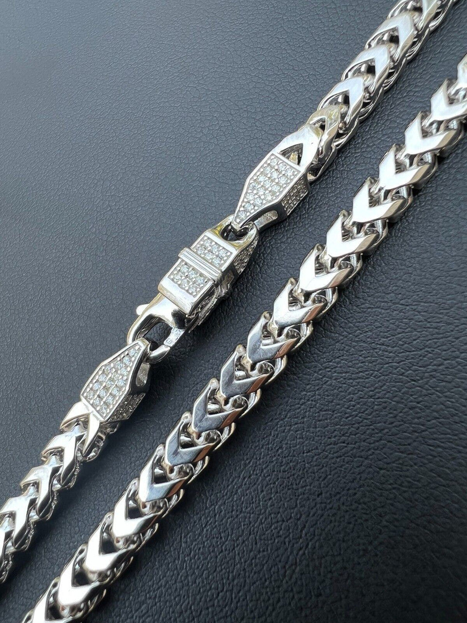MOISSANITE Franco Chain Necklace Or Bracelet Iced Out Clasp - 925 Silver - 5mm - 7-30"
