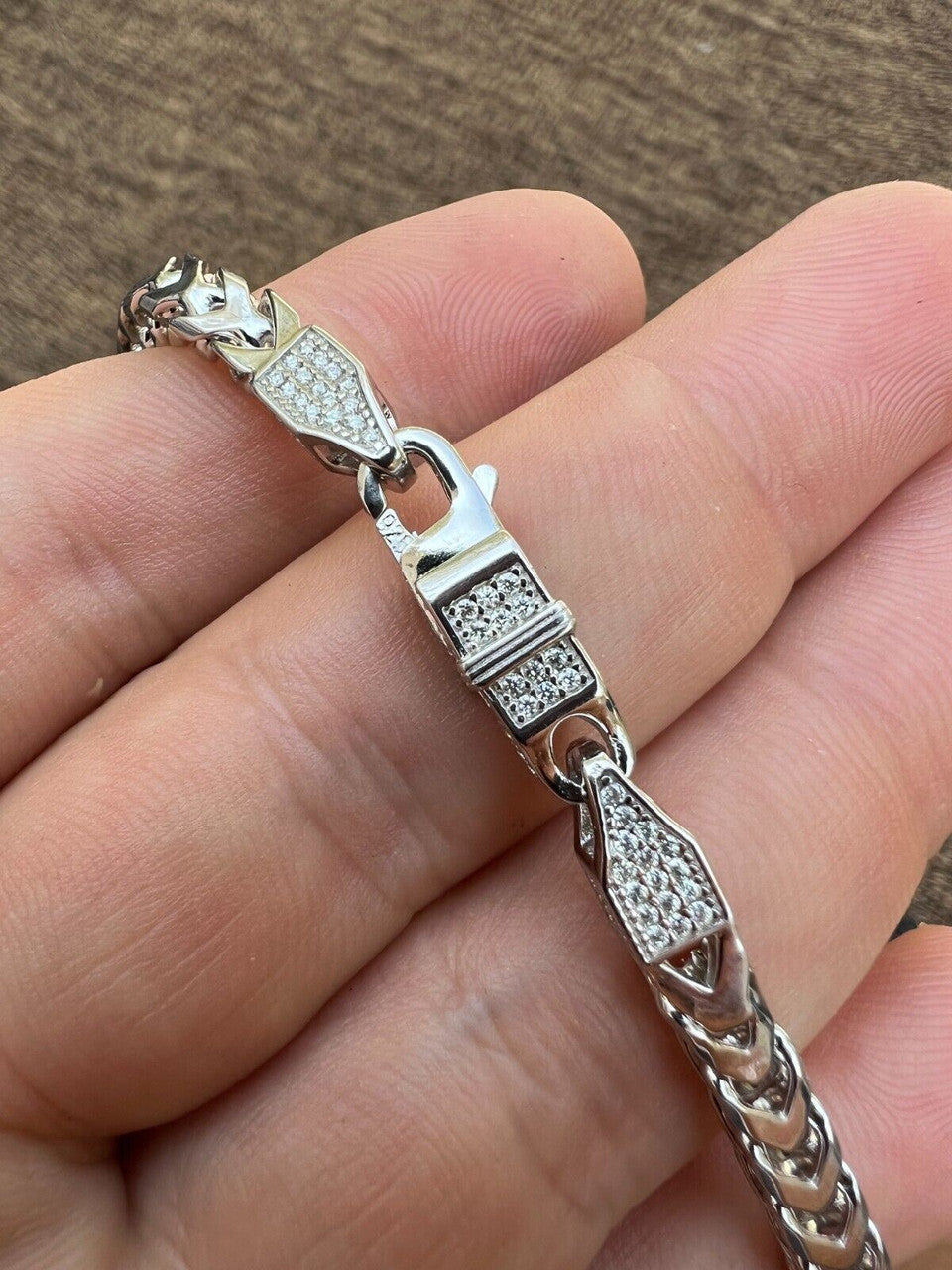 MOISSANITE Franco Chain Necklace Or Bracelet Iced Out Clasp - 925 Silver - 5mm - 7-30"