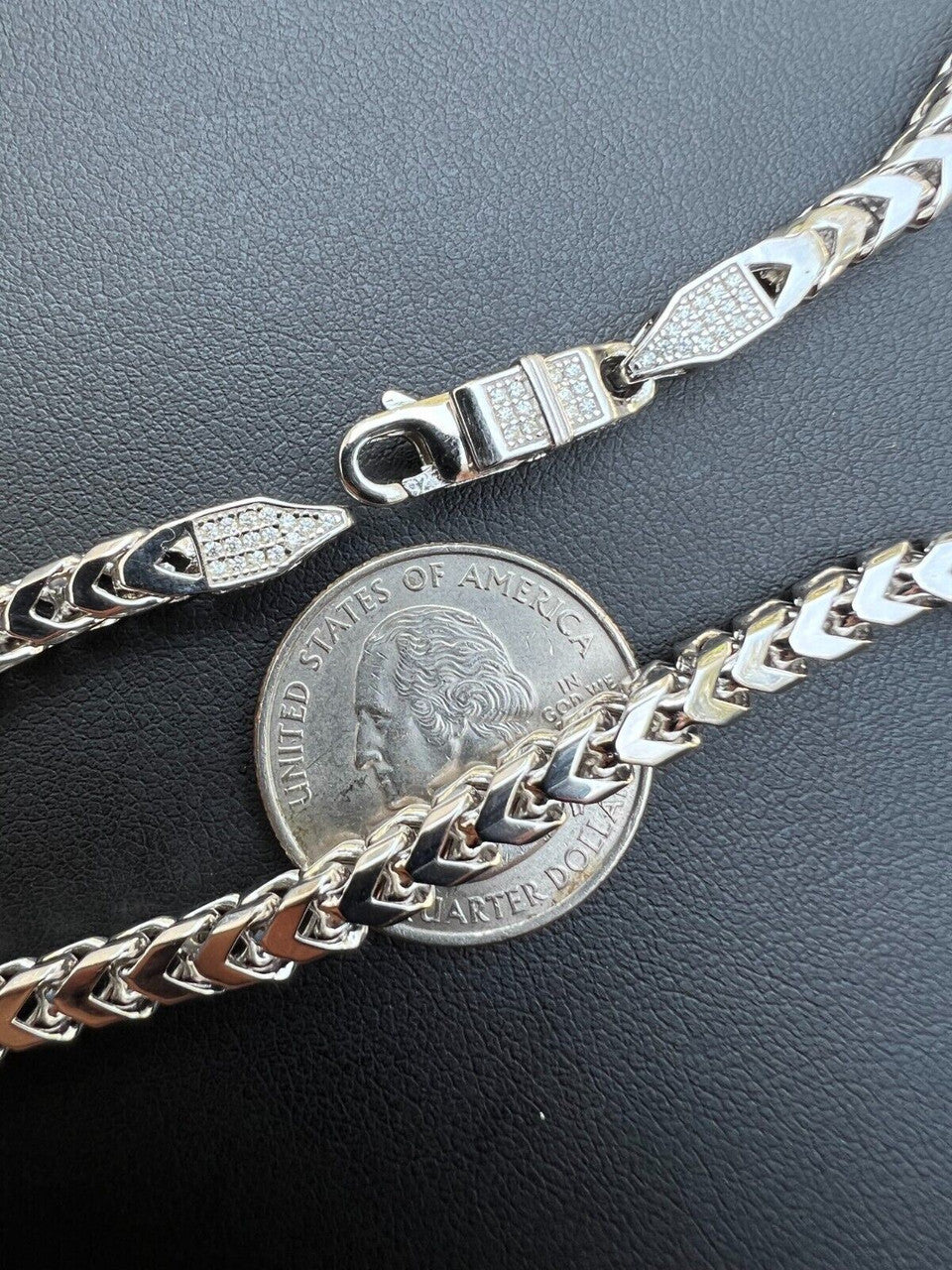 MOISSANITE Franco Chain Necklace Or Bracelet Iced Out Clasp - 925 Silver - 5mm - 7-30"