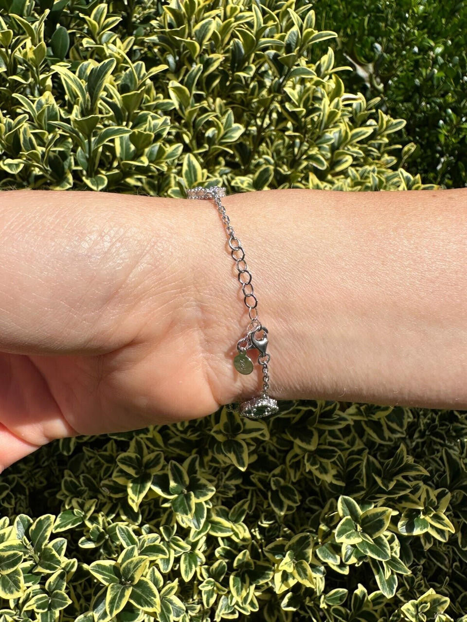 Cleef Clover Link Chain Necklace Or Bracelet Natural Green Malachite Motifs - 925 Sterling Silver - 5.5"-24"