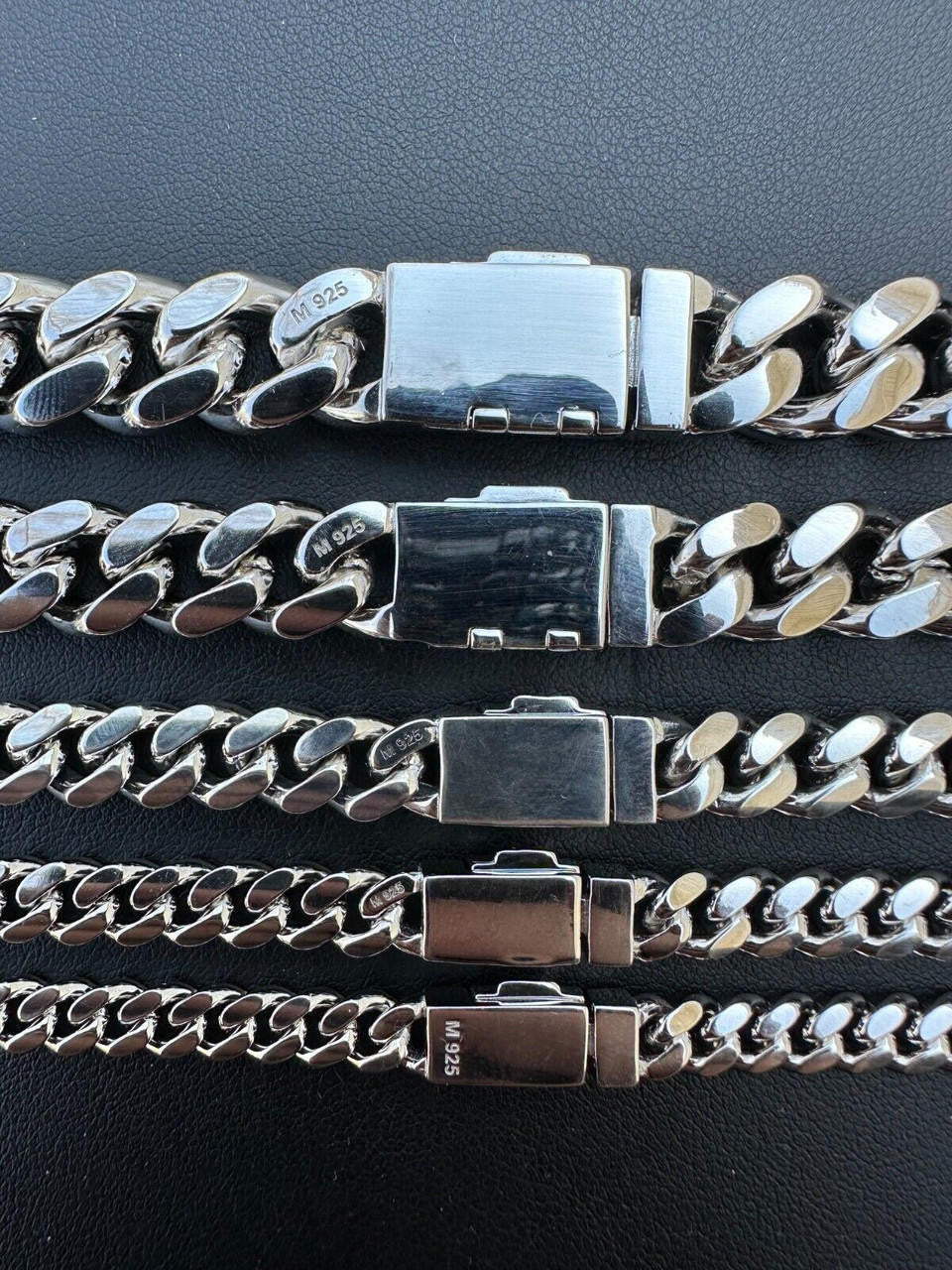 MOISSANITE Baguette Iced Clasp Miami Cuban Link Chain Necklace - 925 Silver - 16"-30" - 5mm-12mm