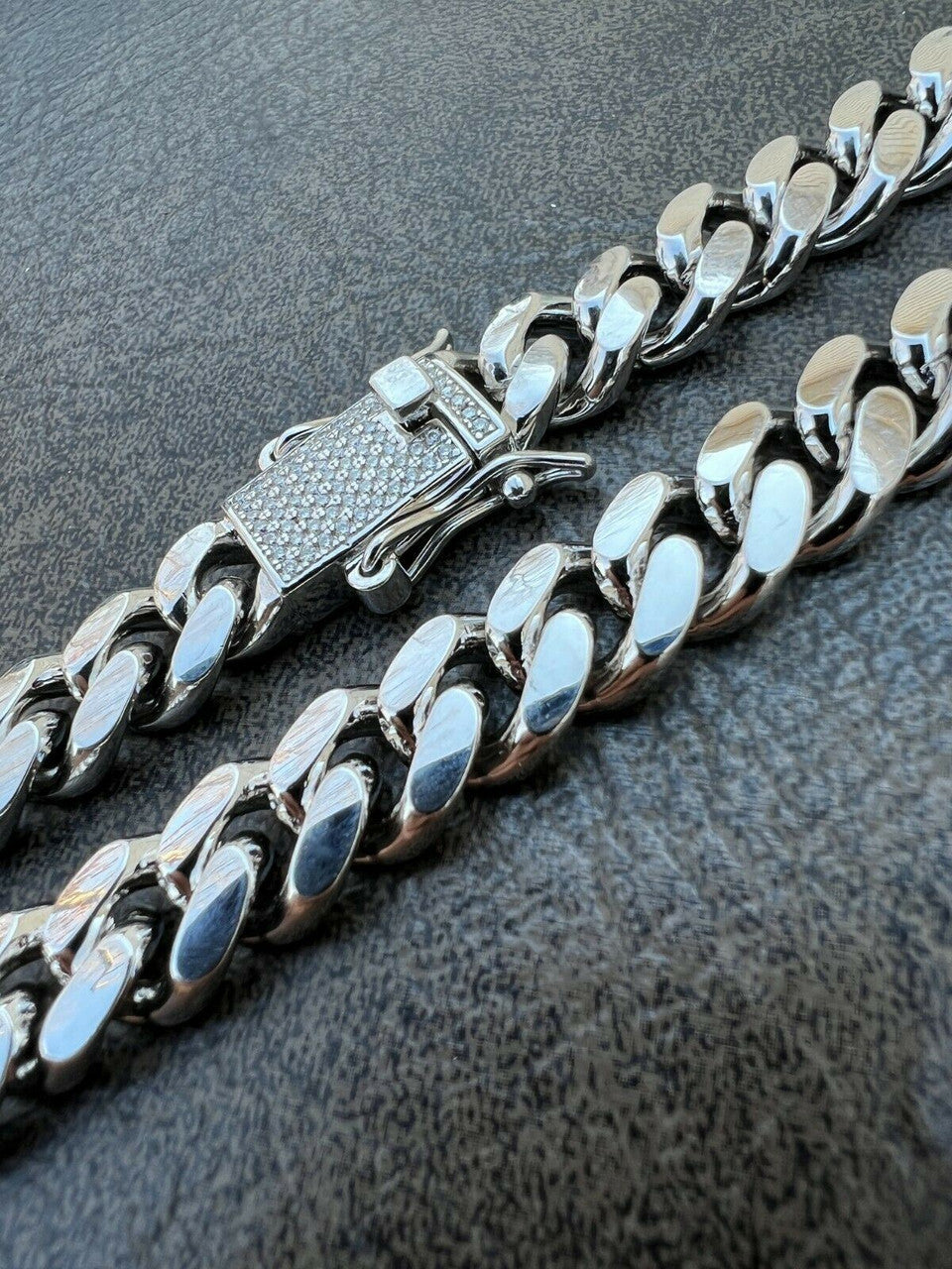 MOISSANITE Iced Clasp Miami Cuban Link Chain Necklace - 925 Silver - 16"-30" - 5mm-10.5mm