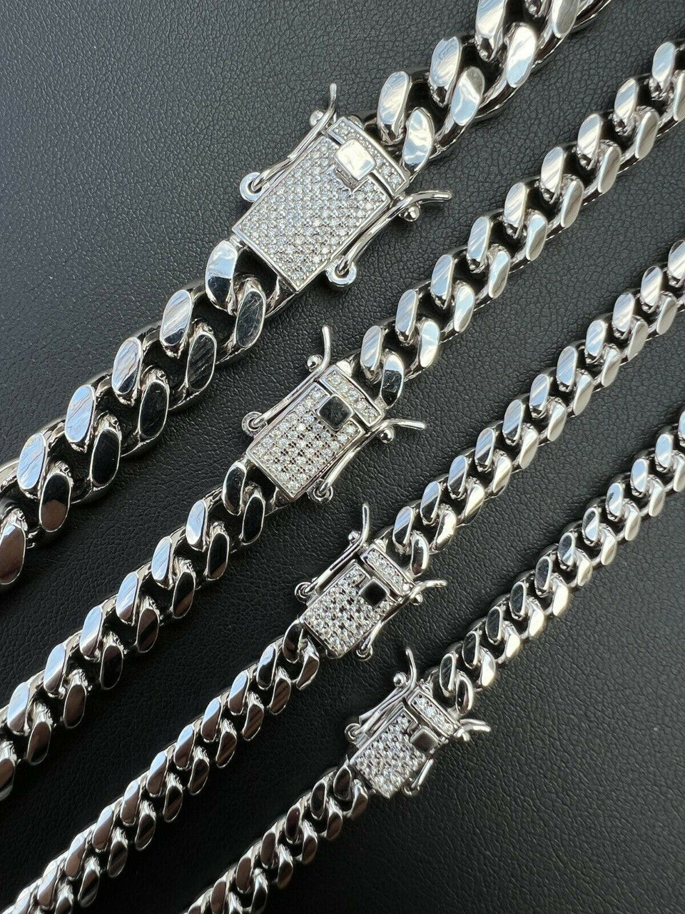 MOISSANITE Iced Clasp Miami Cuban Link Chain Necklace - 925 Silver - 16"-30" - 5mm-10.5mm