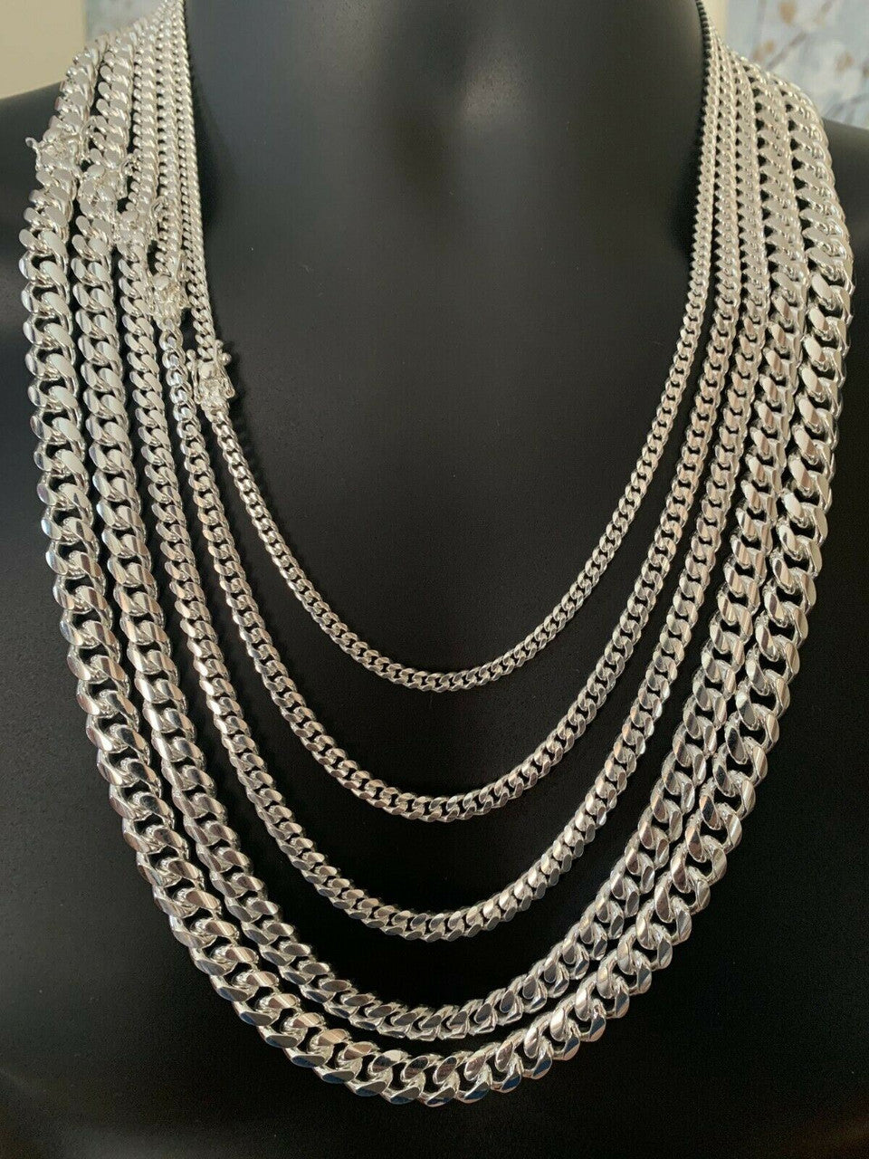 Miami Cuban Link Chain Necklace Or Bracelet W. Box Lock - 925 Sterling Silver - 7"-30" - 4mm-10.5mm