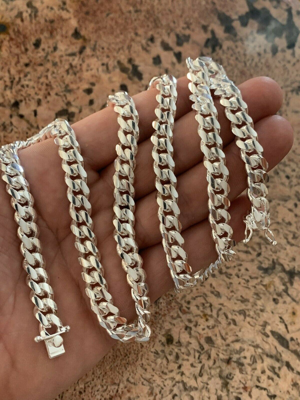 Miami Cuban Link Chain Necklace Or Bracelet W. Box Lock - 925 Sterling Silver - 7"-30" - 4mm-10.5mm