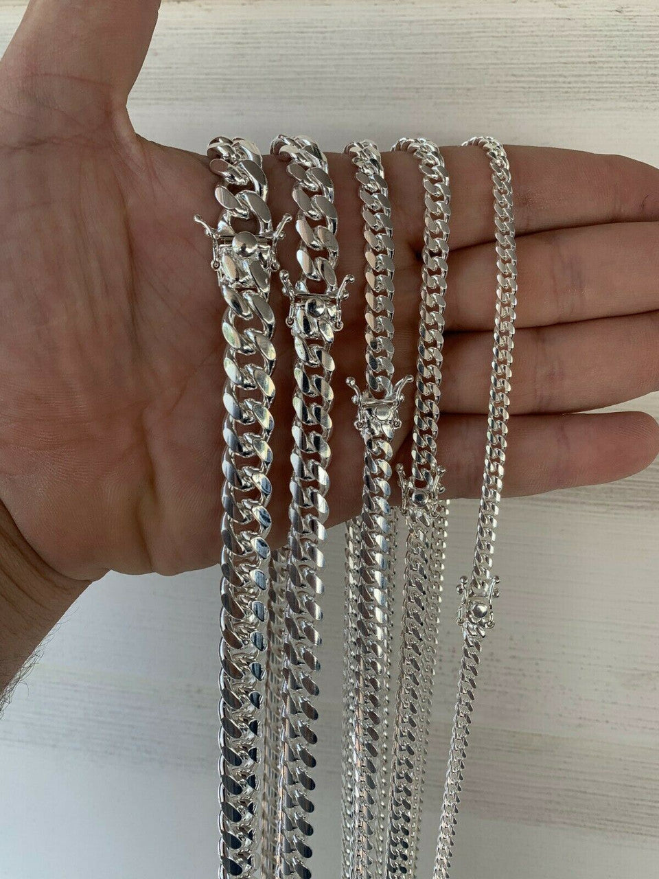 Miami Cuban Link Chain Necklace Or Bracelet W. Box Lock - 925 Sterling Silver - 7"-30" - 4mm-10.5mm