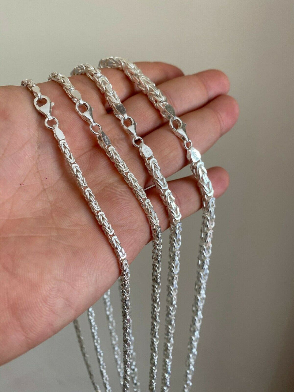 Byzantine Link Chain Necklace - 925 Sterling Silver - 18"-30" - 2.5mm-6mm