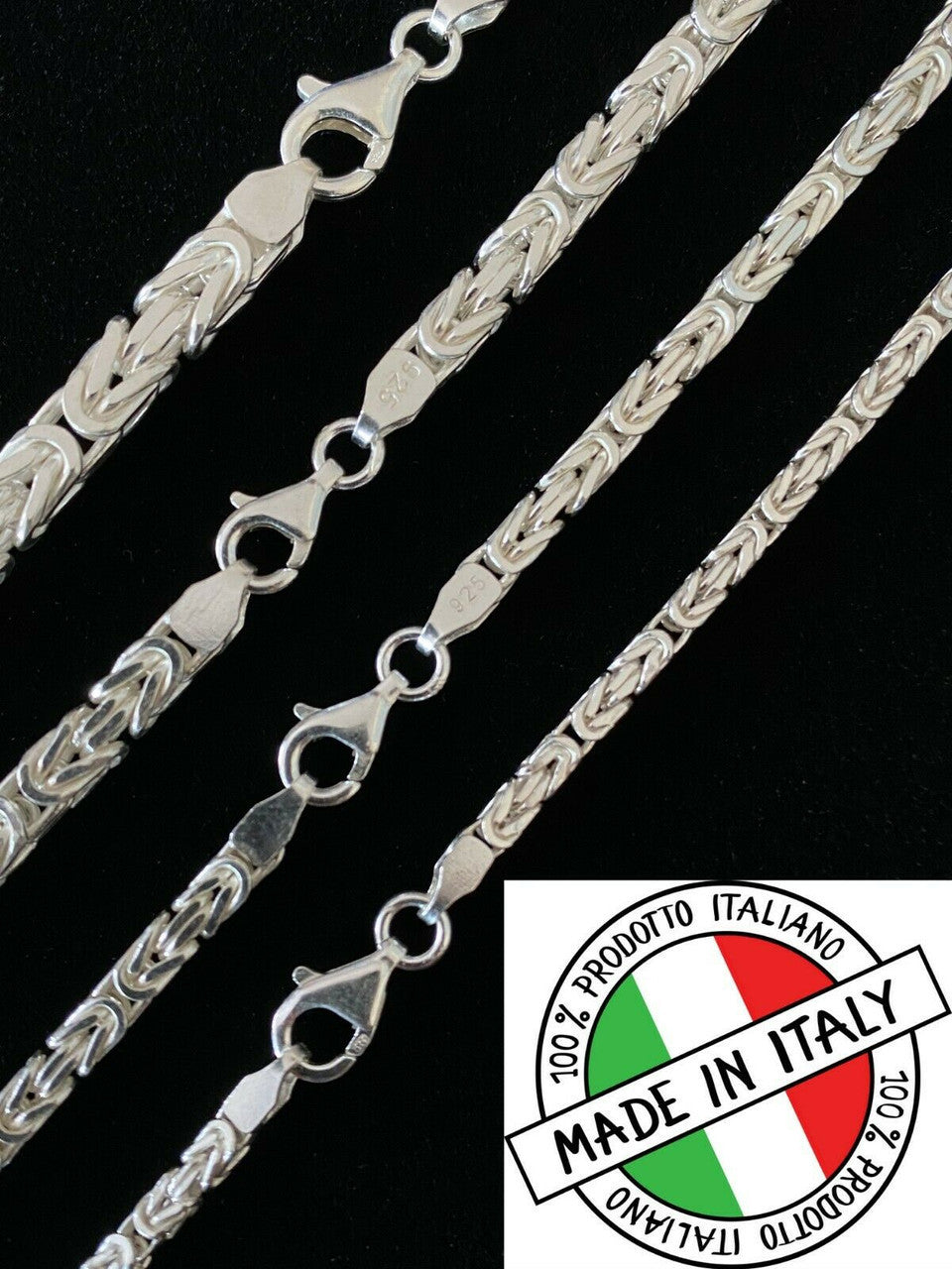 Byzantine Link Chain Necklace - 925 Sterling Silver - 18"-30" - 2.5mm-6mm