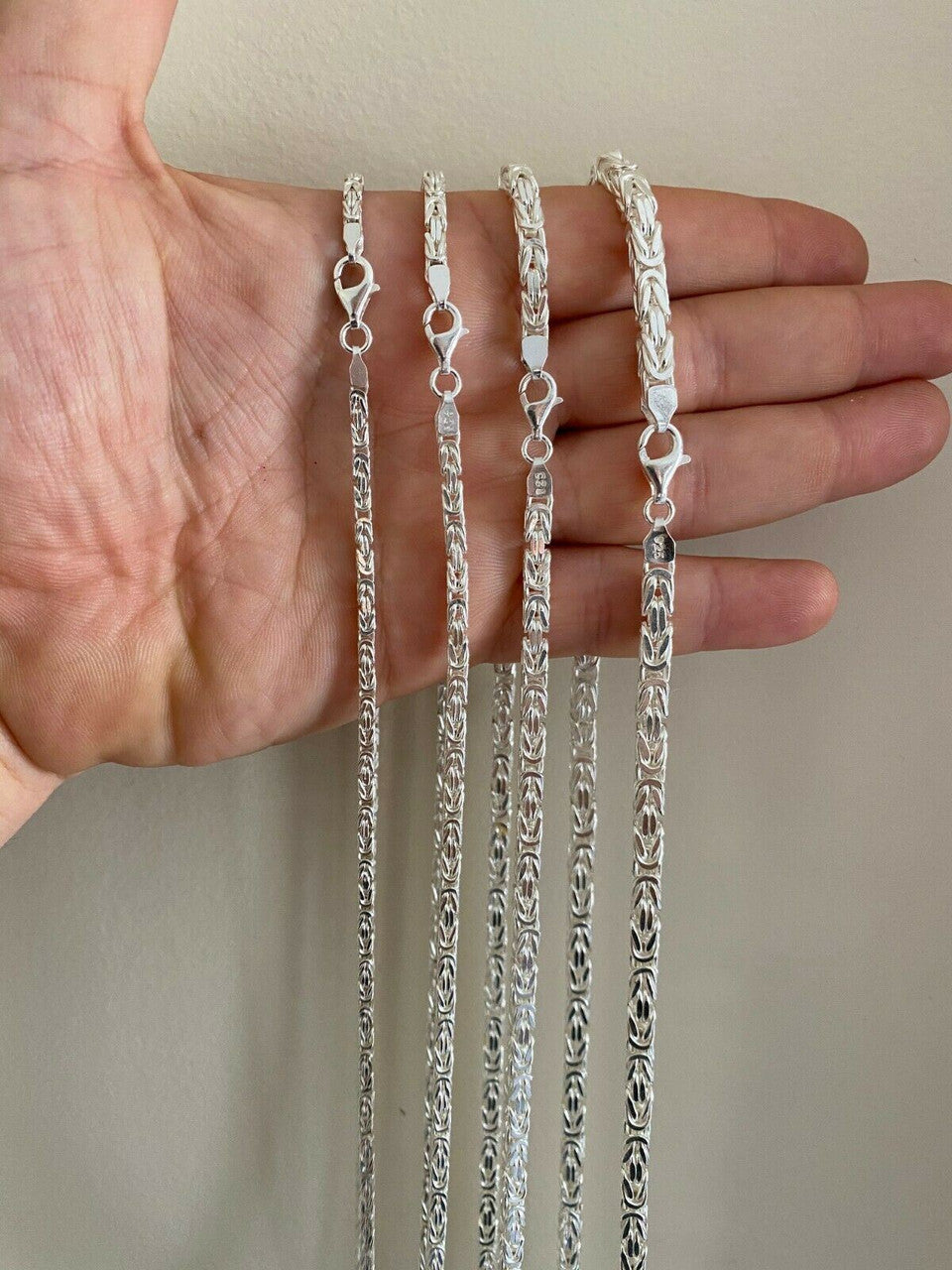 Byzantine Link Chain Necklace - 925 Sterling Silver - 18"-30" - 2.5mm-6mm