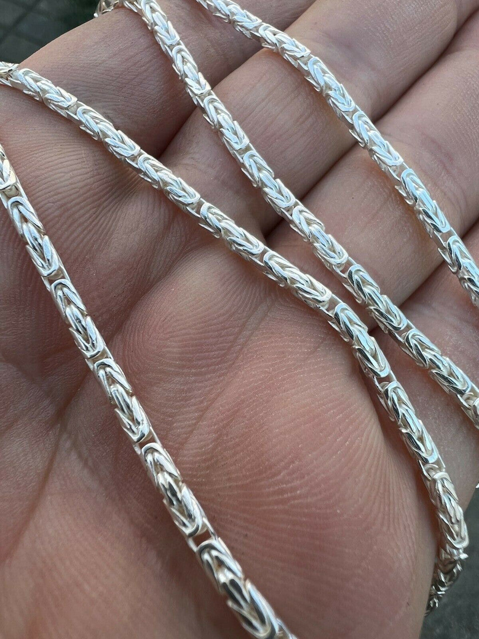 Round Byzantine Link Chain Necklace - 925 Sterling Silver - 16"-30" - 2mm