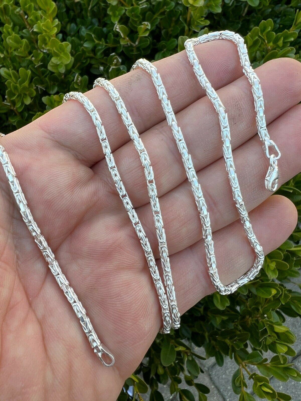 Round Byzantine Link Chain Necklace - 925 Sterling Silver - 16"-30" - 2mm