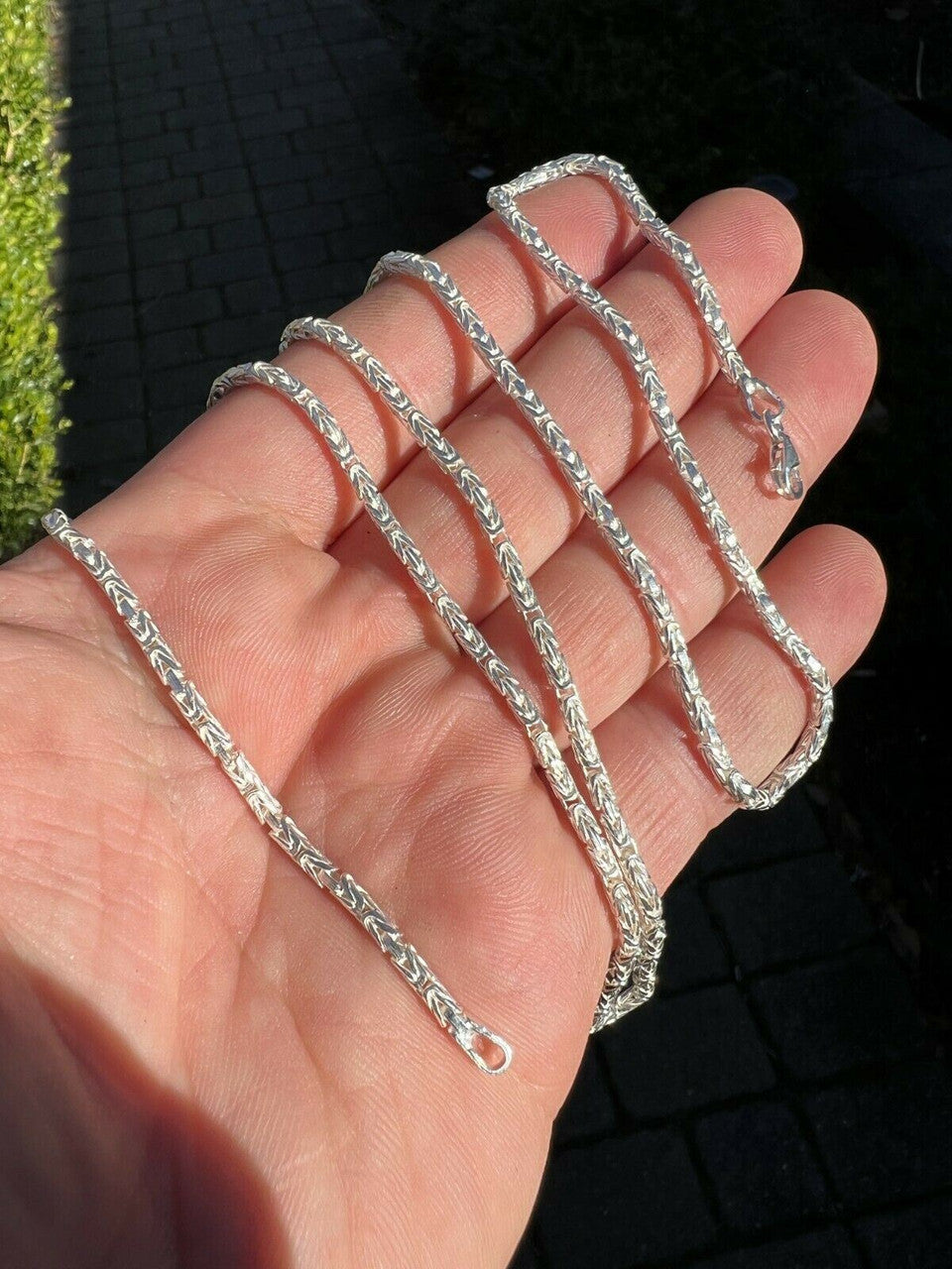 Round Byzantine Link Chain Necklace - 925 Sterling Silver - 16"-30" - 2mm