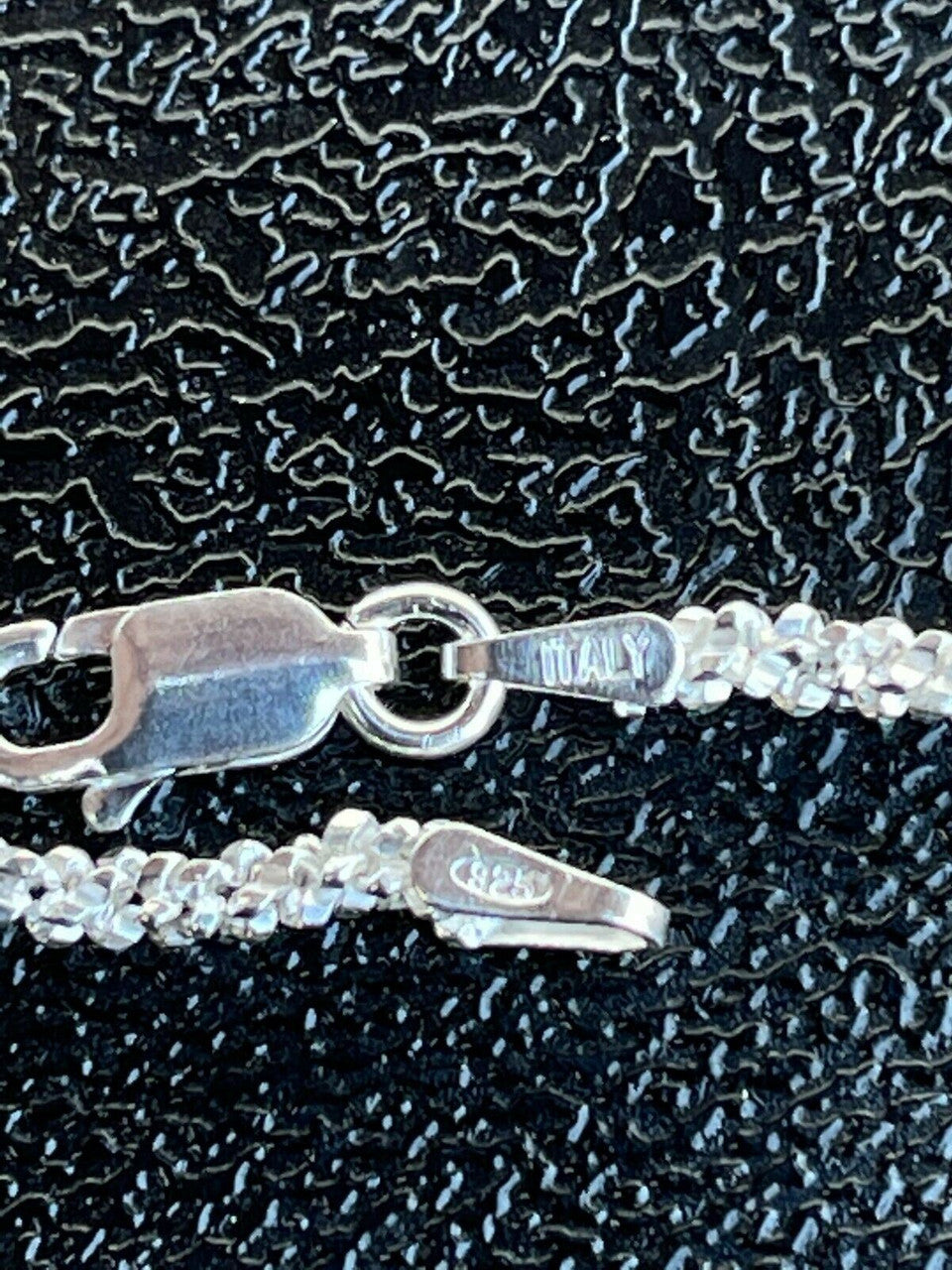 Sparkle Rock Link Chain Necklace - 925 Sterling Silver - 14"-24" - 1mm-3mm