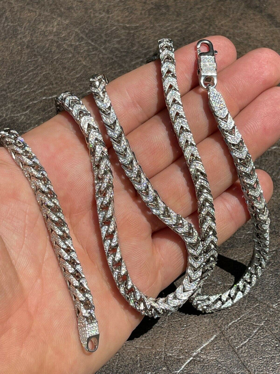 Franco Chain Iced Out CZ Stones - 925 Silver - 6mm - 16-30"
