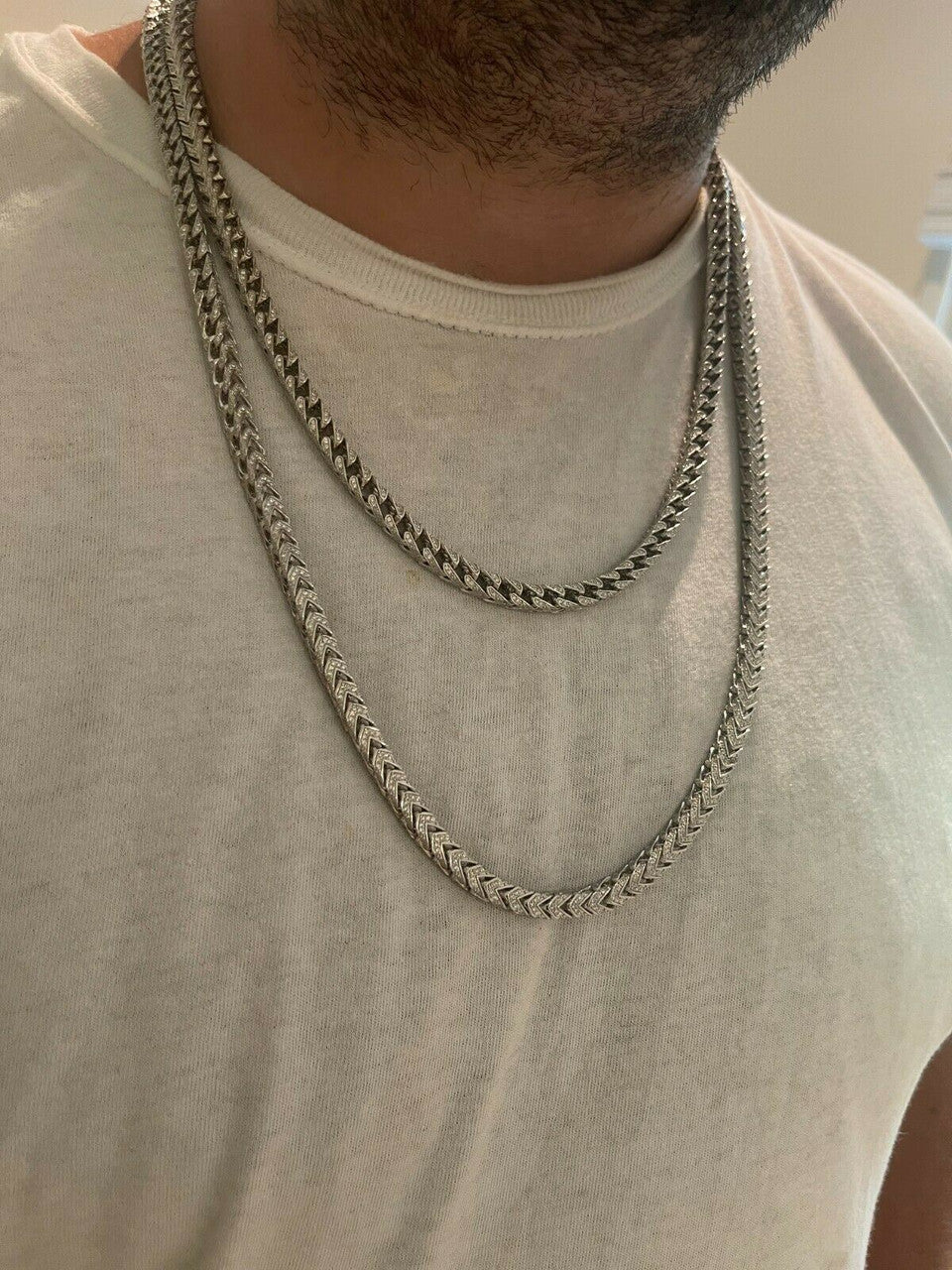 Franco Chain Iced Out CZ Stones - 925 Silver - 6mm - 16-30"