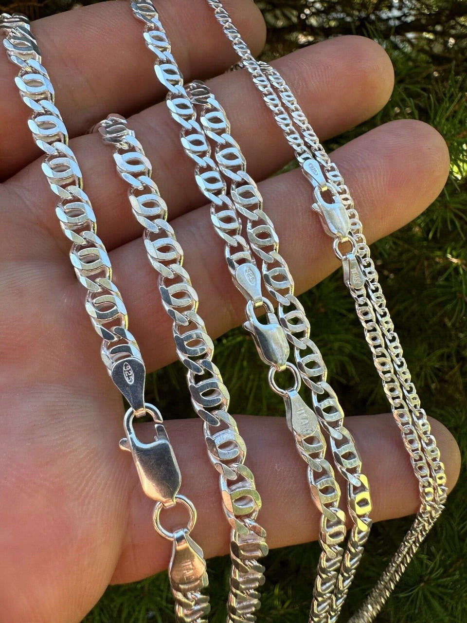 Tigers Eye Link Chain Necklace Or Bracelet - 925 Sterling Silver - 7"-30" - 2.5mm-5.5mm